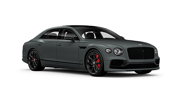 Bentley Hangzhou - Gongshu Bentley Flying Spur S front side angled view in Cambrian Grey coloured exterior. 